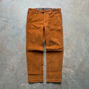 P101 Mens Corduroy Slim Fit Stretch Pants Size 50 (36x29) Sienna Orange Casual